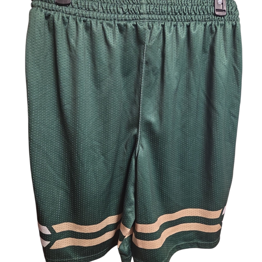 Under Armour Womens Green Basketball Shorts with Gold Stripes - Picture 3 of 4